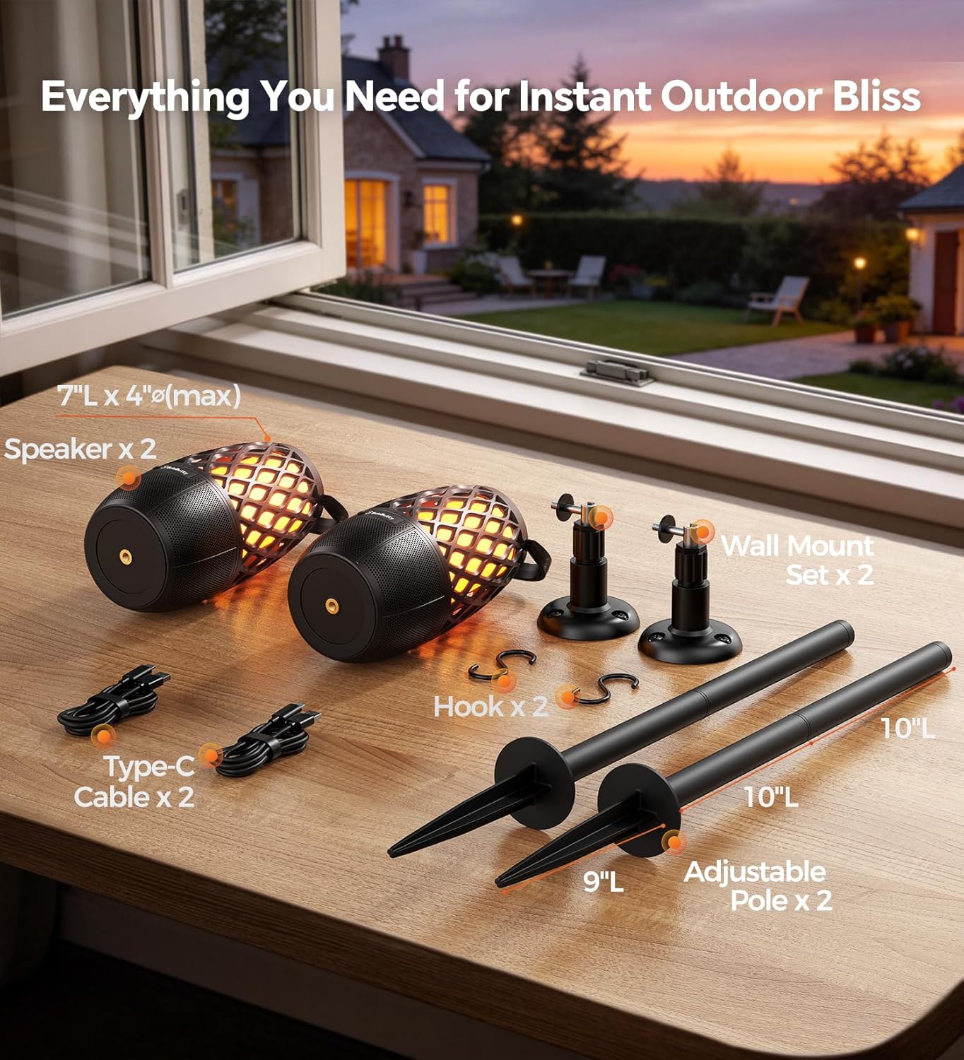 Outdoor Speakers Gifts for Men Bluetooth Speaker with Lights Multi-Sync up to 100 Speakers Auto-Pairing HD Stereo Sound Cool Stuff House Warming Gifts IPX5 Waterproof Lantern for Home|Patio|Pool|Yard