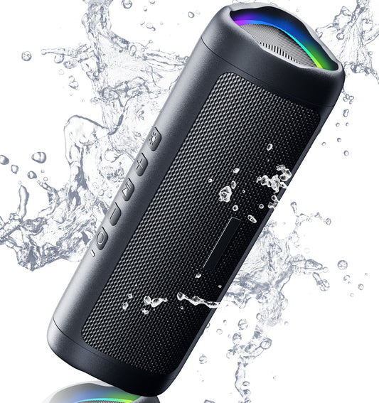 Bluetooth Speaker with HD Sound, Portable Wireless, IPX5 Waterproof, Up to 24H Playtime, TWS Pairing, BT5.3, for Home/Party/Outdoor/Beach, Electronic Gadgets, Birthday Gift (Black)