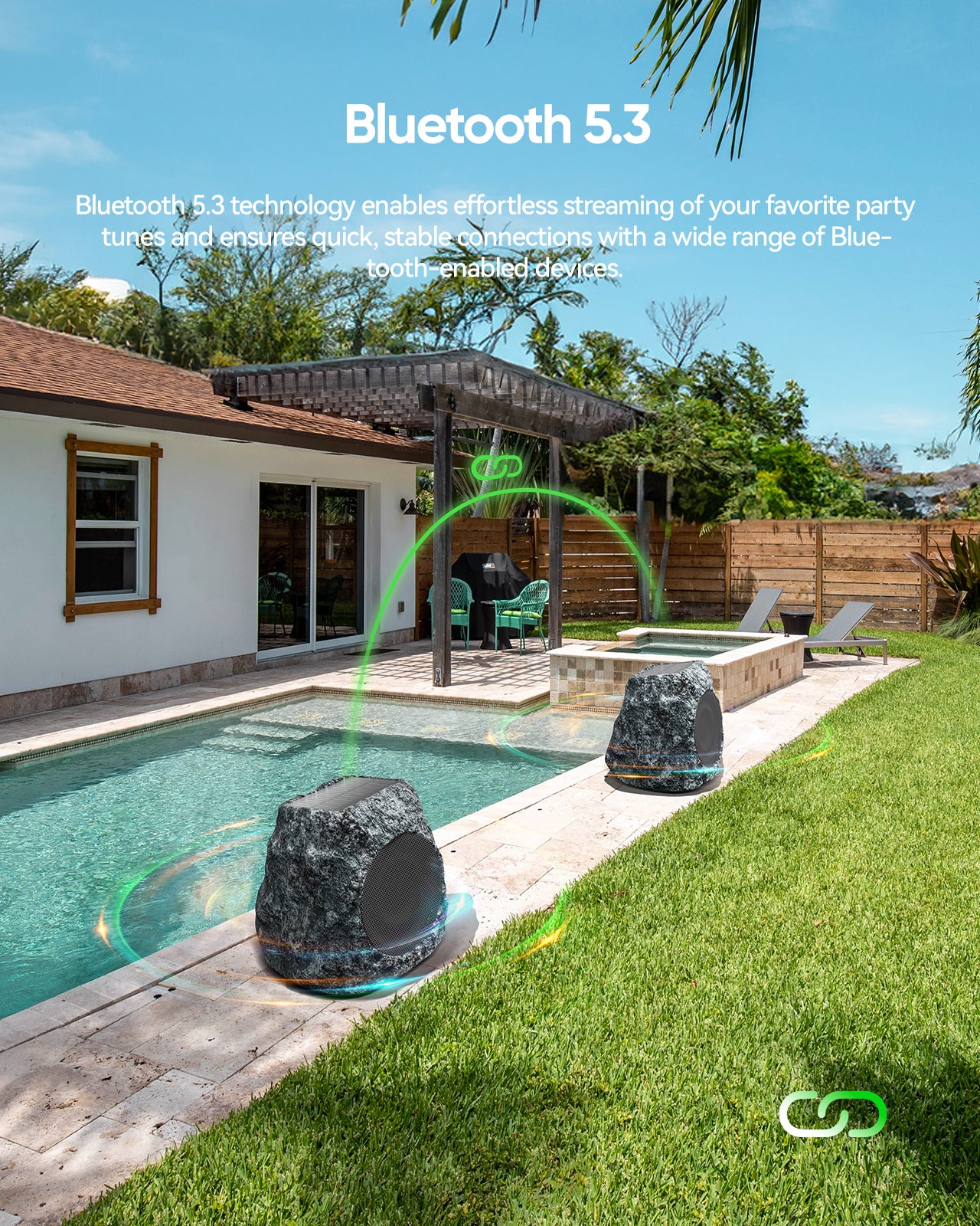 Outdoor Rock Bluetooth Speakers - 60W Deep Bass IPX7 Waterproof Speaker, Solar-Powered, Wireless Connectivity, Weatherproof Design, Perfect for Pool, Garden, Deck, and Outdoor Activities -2 Pack