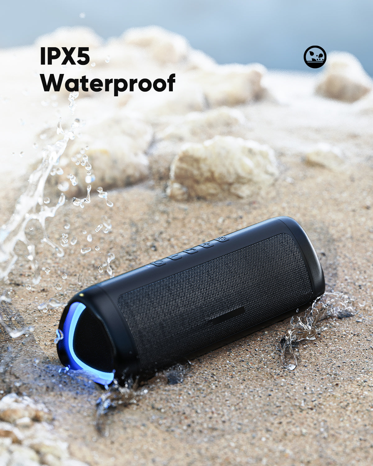 Bluetooth Speaker with HD Sound, Portable Wireless, IPX5 Waterproof, Up to 24H Playtime, TWS Pairing, BT5.3, for Home/Party/Outdoor/Beach, Electronic Gadgets, Birthday Gift (Black)