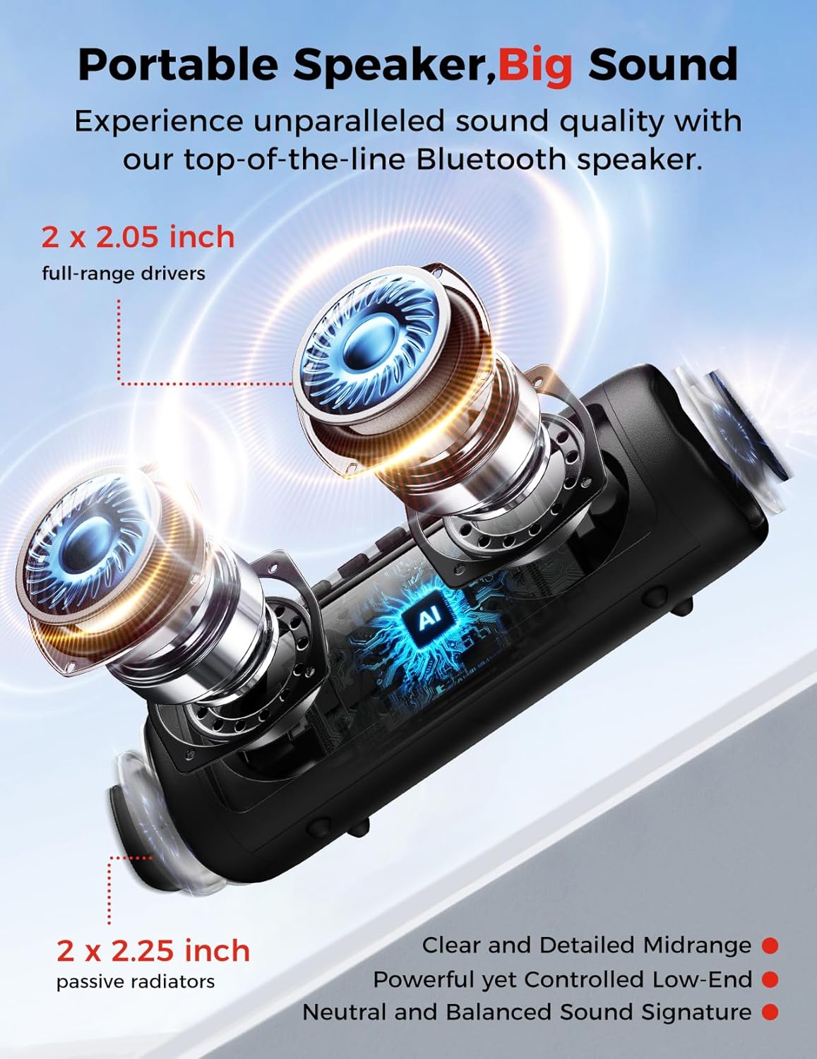 X-GO C27-C Bluetooth Speaker with HD Sound, Portable Wireless, IPX5 Waterproof, Up to 24H Playtime, TWS Pairing, BT5.3, for Home/Party/Outdoor/Beach, Electronic Gadgets, Birthday Gift (Black)