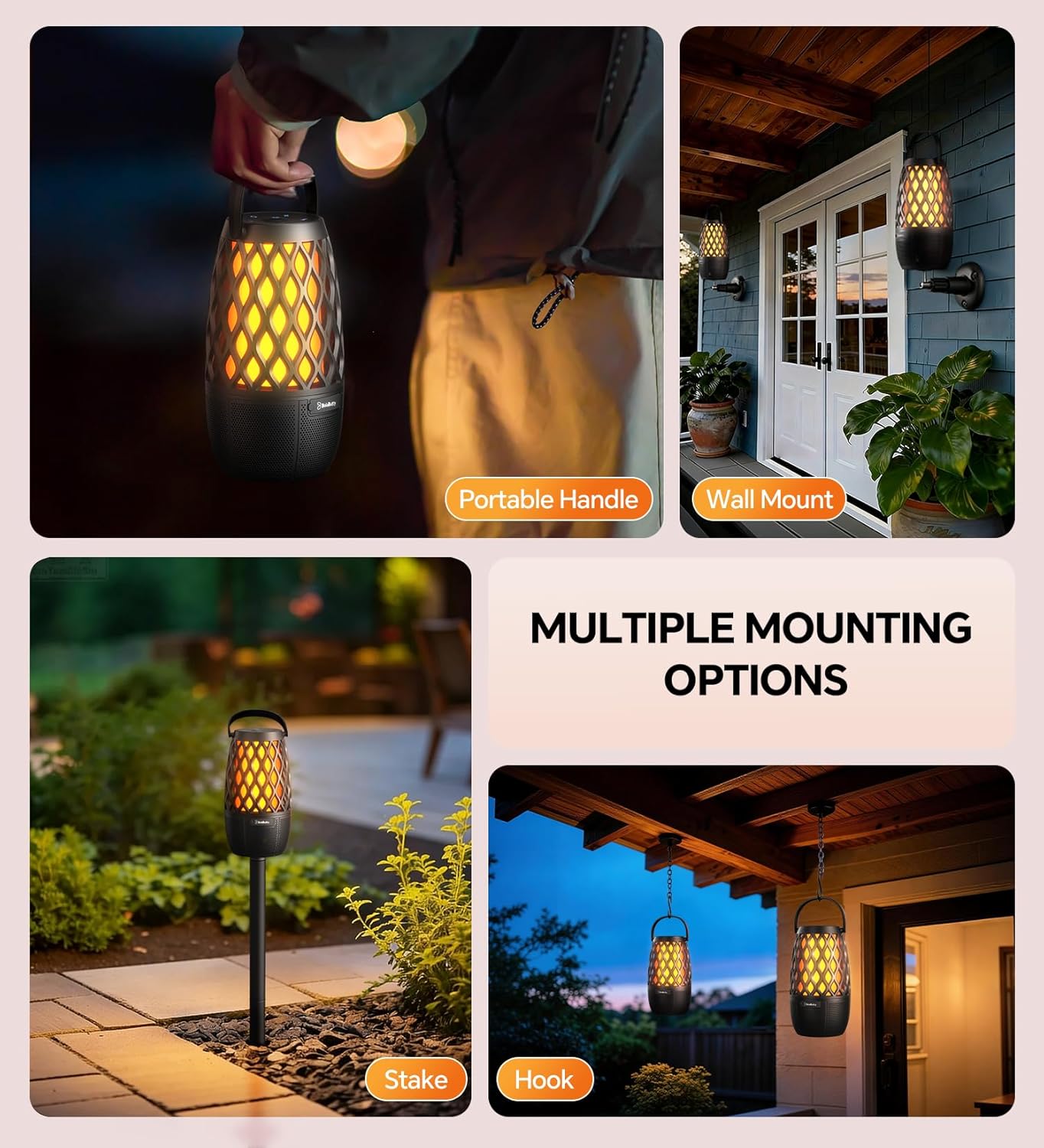 Outdoor Speakers Gifts for Men Bluetooth Speaker with Lights Multi-Sync up to 100 Speakers Auto-Pairing HD Stereo Sound Cool Stuff House Warming Gifts IPX5 Waterproof Lantern for Home|Patio|Pool|Yard