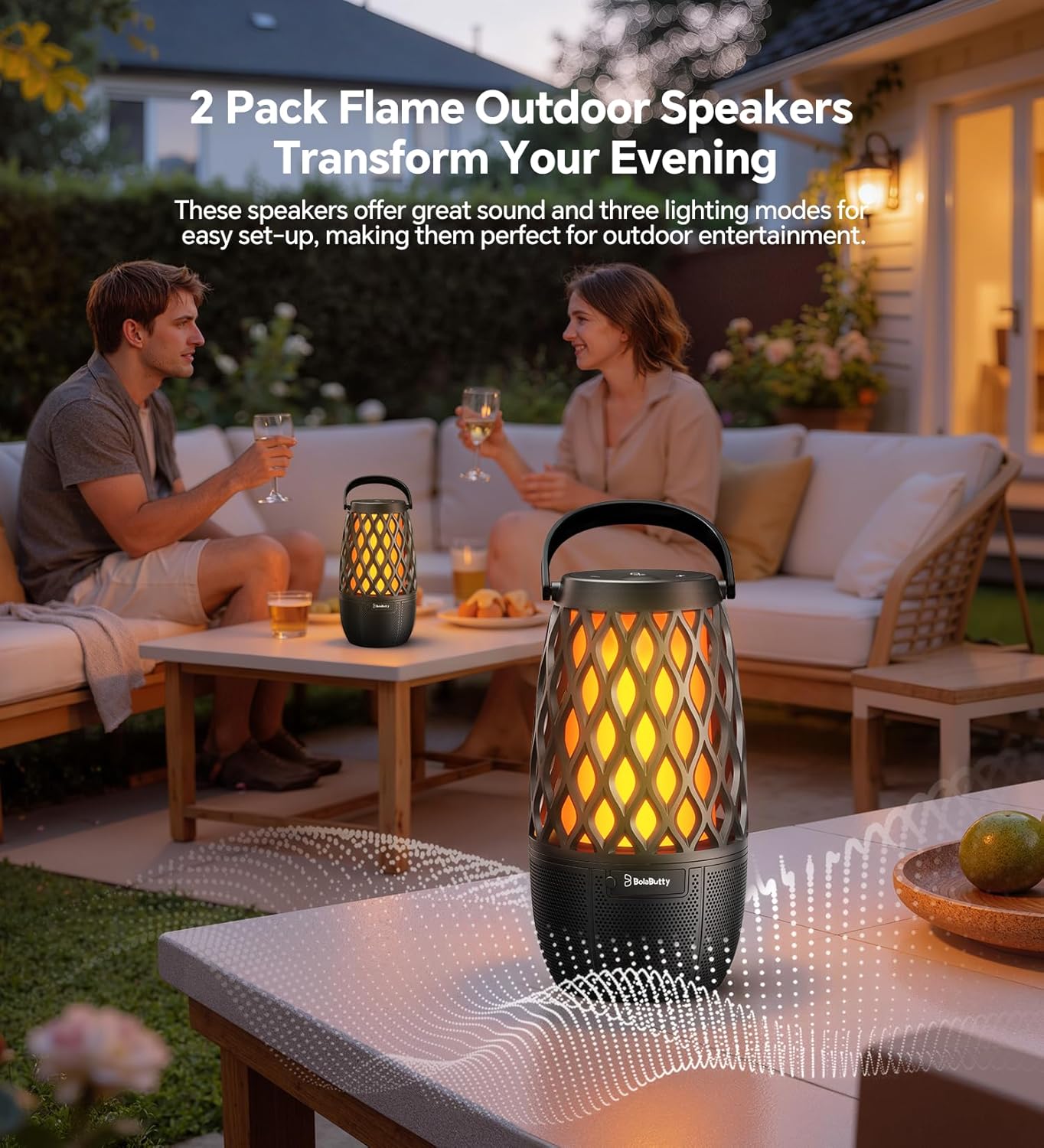 Outdoor Speakers Gifts for Men Bluetooth Speaker with Lights Multi-Sync up to 100 Speakers Auto-Pairing HD Stereo Sound Cool Stuff House Warming Gifts IPX5 Waterproof Lantern for Home|Patio|Pool|Yard